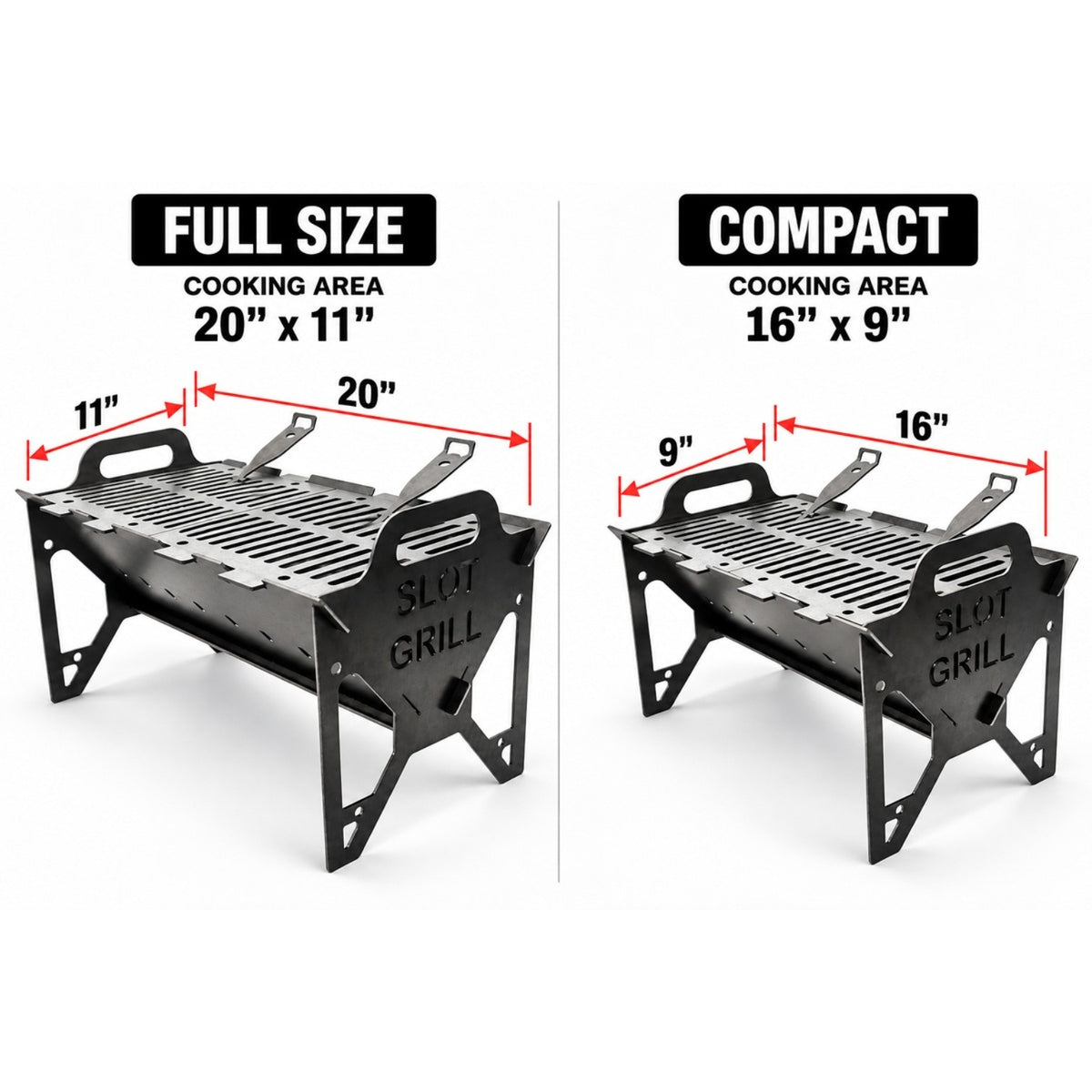 Slot Grill Full Size and Compact cooking area comparison