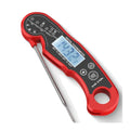 Slot Grill instant-read digital meat thermometer, red, with fold-out probe